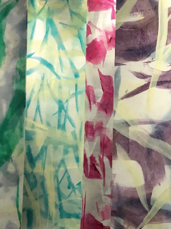 《匯流步驟(Convergence Moves) 》( 2019, 壓克力顏料、金箔、聚酯纖維畫布)